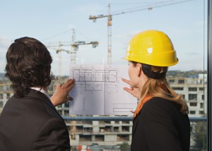 Two architects on construction site